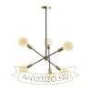 ARTEMIA 6 rúdon fekete szálcsiszolt sárgaréz 230V LED E27 6x15W