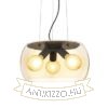 AMANDA függő lámpa matt fekete borostyánsárga üveg 230V LED E27 3x15W