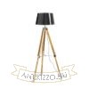 ALVIS/RIDICK állólámpa csillogó fekete arany fólia/bambusz/króm 230V LED E27 15W