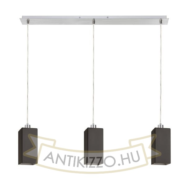 LIZ III 80 függő lámpa fekete üveg/króm 230V LED E27 3x15W