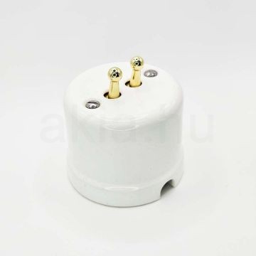 Porcelán billenő kapcsoló, falonkívüli, fehér, dupla alternatív, 106+6 MOTO
