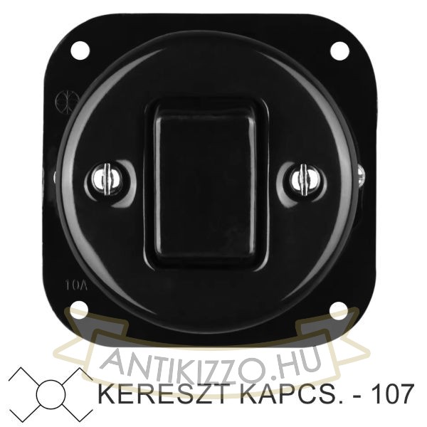 Kép Egyes billenő fekete porcelán kereszt-kapcsolóbetét