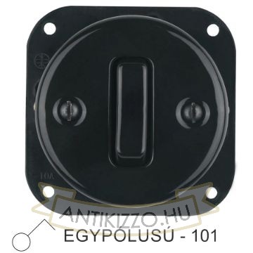 Egyes billenő porcelán kapcsolóbetét, fekete, egypólusú
