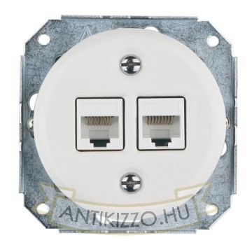 Dupla RJ45 aljzat betét fehér színben
