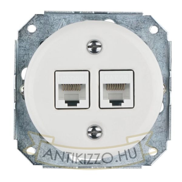 Dupla RJ45 aljzat betét fehér színben