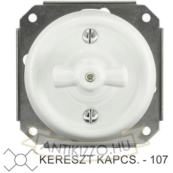 Kép Fehér porcelán kereszt forgókapcsoló betét, süllyesztett