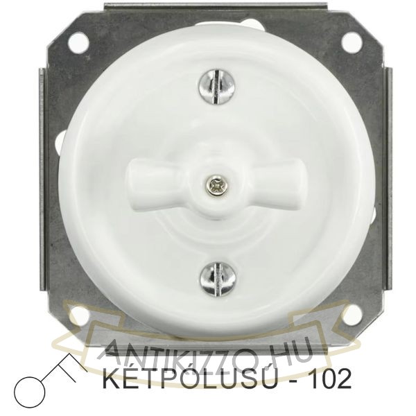Kép Fehér porcelán kétpólusú forgókapcsoló betét, süllyesztett