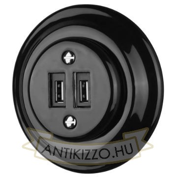 Fekete porcelán USB csatlakozó aljzat kerettel - BONOLO