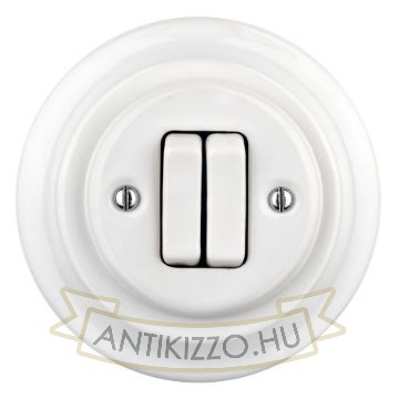 Redőnykapcsoló, fehér porcelán + fehér porcelán keret - BONOLO
