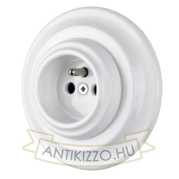 Földelőtüskés csatlakozó aljzat fehér porcelán kerettel – Type E