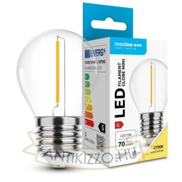 Modee LED Izzó Filament G.Mini G45 1W E27 320° 2700K (70 lumen) ERP