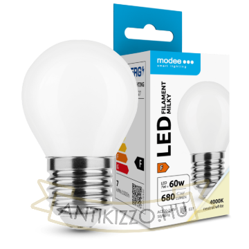 Modee LED Izzó Filament Milky G.Mini P45 7W E27 360° 4000K (680 lumen) ERP