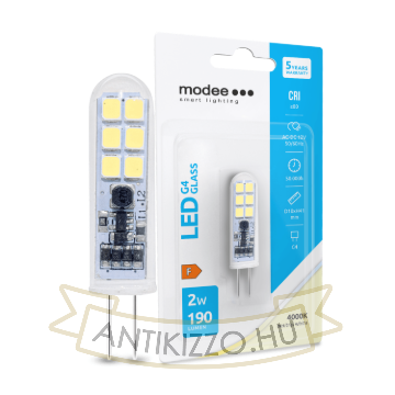 Modee Lighting LED Izzó G4 Üveg AC-DC 12V 2W 4000K (190 lumen) ERP B1