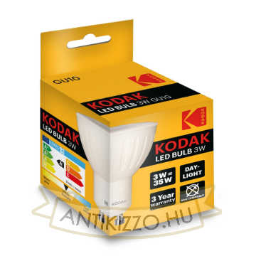 Kodak LED Izzó Spot Alu-Plastic 3W GU10 110° 6000K (240 lumen)