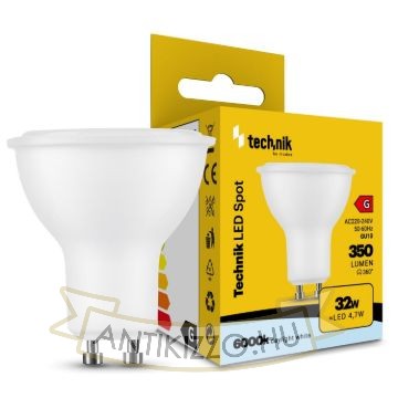 Technik LED Izzó Spot Alu-Plastic 4,7W GU10 110° 6000K (350 lumen) ERP