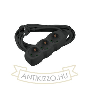 Technik Elosztó 3 utas 3m kábellel 1,5mm2 rézkábel (fekete) 16A