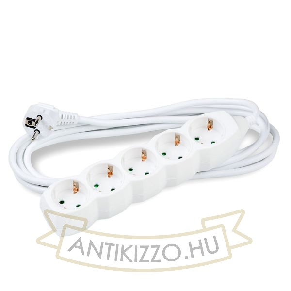 Technik Elosztó 5 utas 3m kábellel 1,5mm2 rézkábel (fehér) 16A