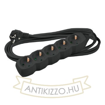 Technik Elosztó 5 utas 5m kábellel 1,5mm2 rézkábel (fekete) 16A