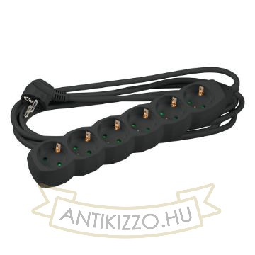 Technik Elosztó 6 utas 3m kábellel 1,5mm2 rézkábel (fekete) 16A