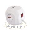 Technik Professional Elosztó Kocka 3 utas 1,5m kábel (1,5mm2) + USB C/A 16A