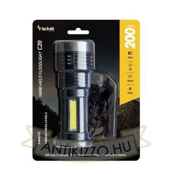 Technik Kézi Reflektor C20 (akkumulátoros) XPE LED + Type-C (200 lumen)