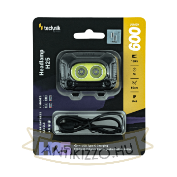 Technik Fejlámpa H25 (akkumulátoros) XPG-2+2835*8 LED + USB Type-C (600 lumen)