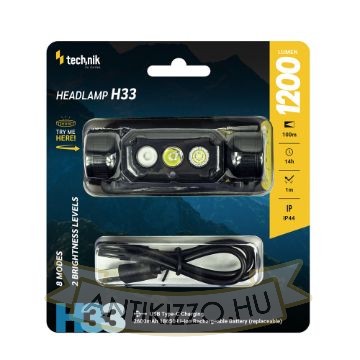 Technik Fejlámpa H33 (+1x18650) SST20 LED + USB-C (1200 lumen)