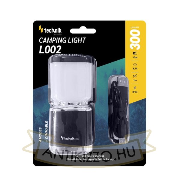 Technik Kempinglámpa L002 (akkumulátoros - 1500mAh) (300 lumen)
