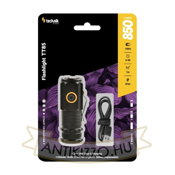 Technik Elemlámpa TT85 (1x18350 1100mAh) 3xP35 LED (850 lumen)